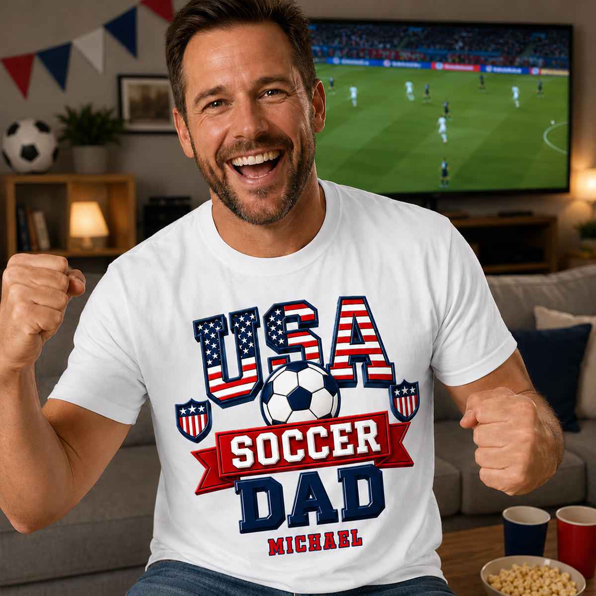 USA Soccer Dad - Personalized Shirt - Gift For Soccer Dad
