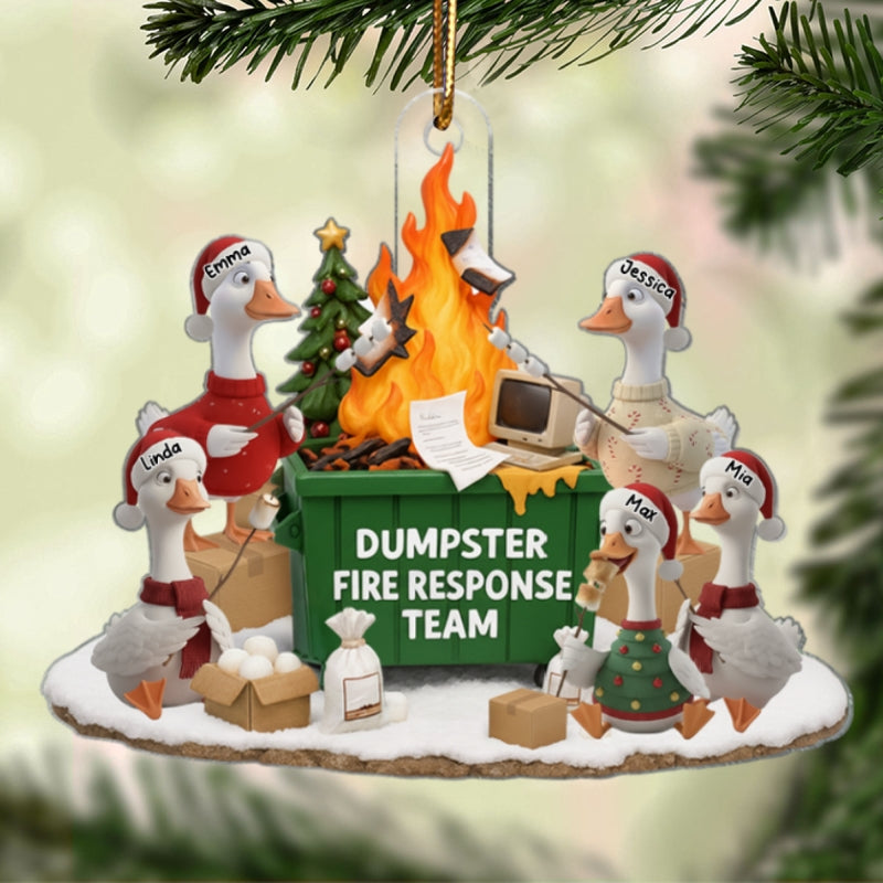 Dumpster on Fire Response Team - Personalized Acrylic Ornament - Funny Christmas Gift for Coworkers, Employees, Work Besties