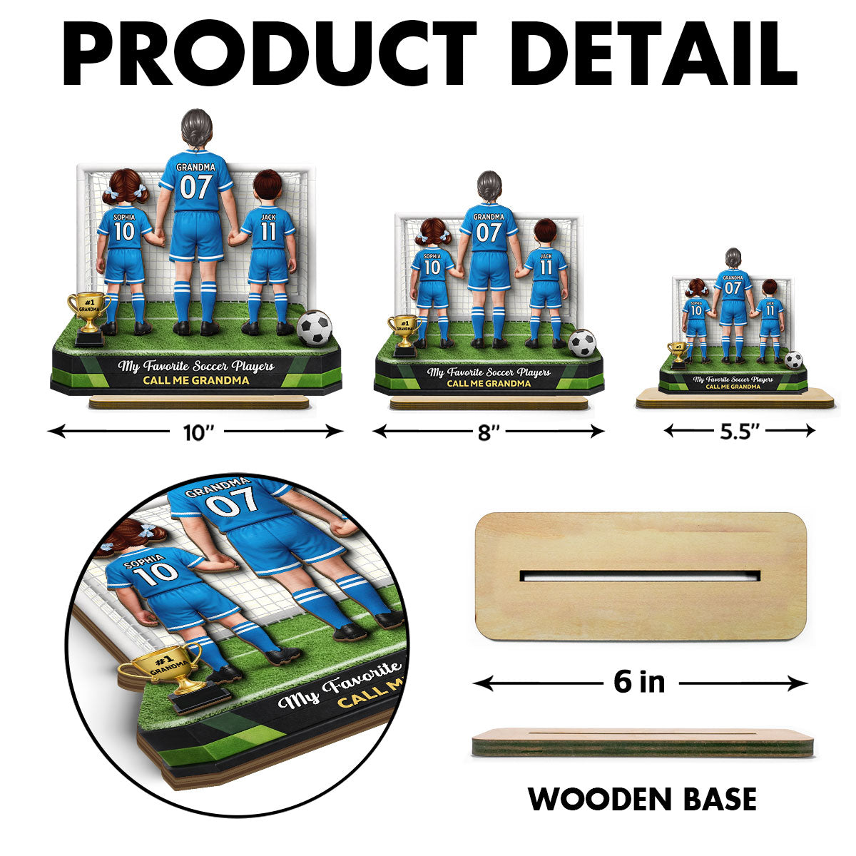 My Favorite Soccer Player Calls Me Grandma - Personalized 2-Layered Wooden Plaque - Heartfelt Gift For Grandma