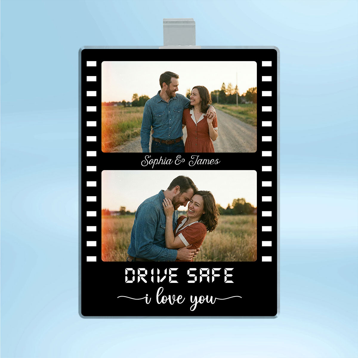 Drive Safe Couple Custom Photo Film Strip Style - Personalized Acrylic Car Visor - Gift For Him, Gift For Her