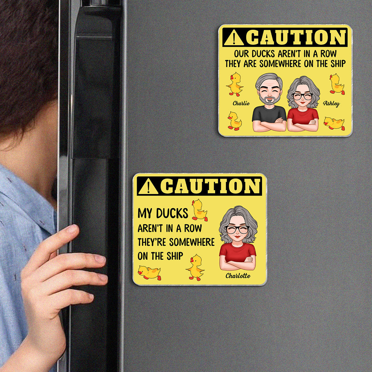 Caution My Ducks Somewhere On The Ship - Personalized Cruise Ship Door Magnet - Cruise Ship Door Decorations