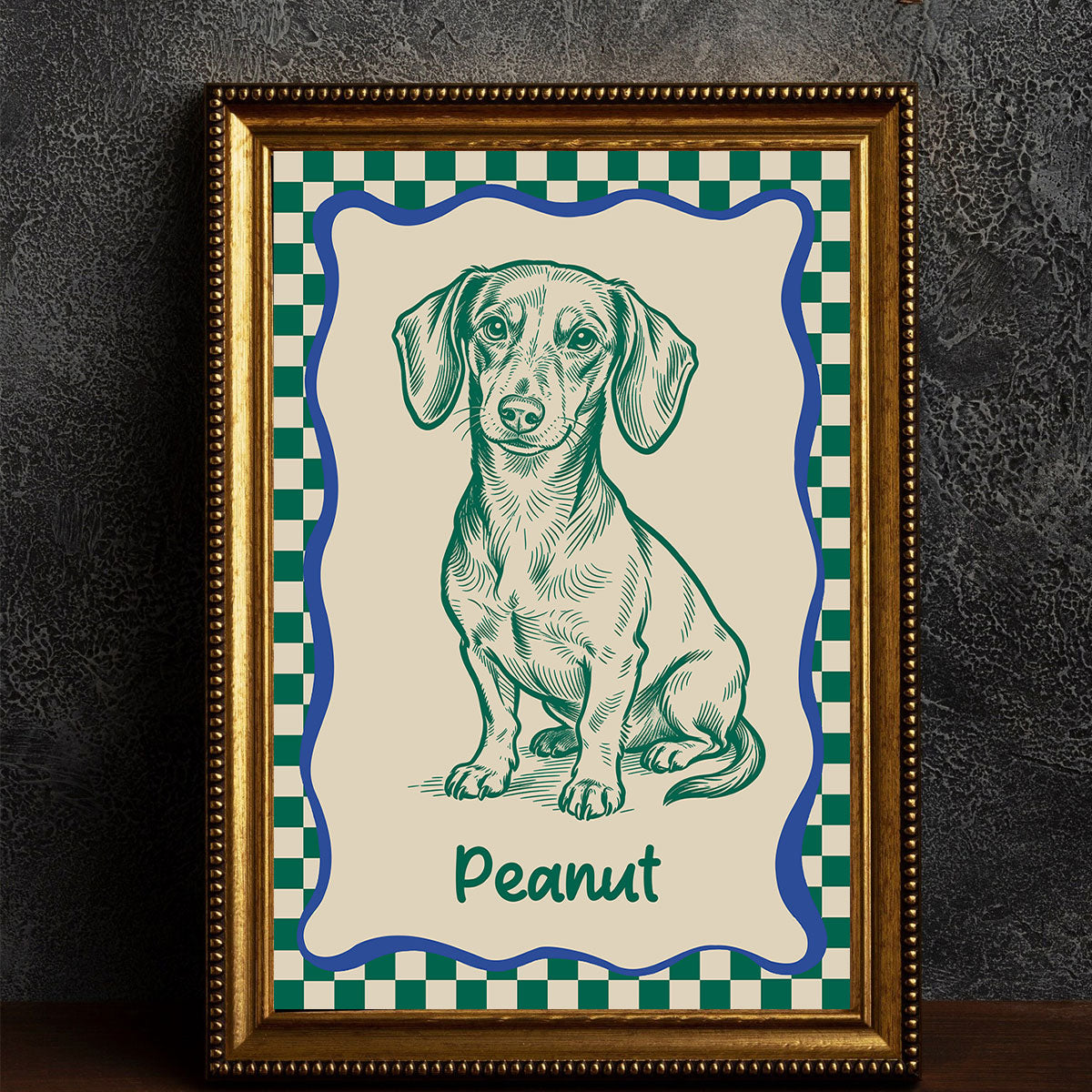 Custom Doodle Dog Portrait Minimalist, Unique Dog Art - Personalized Poster - Retro Pet Prints Gift