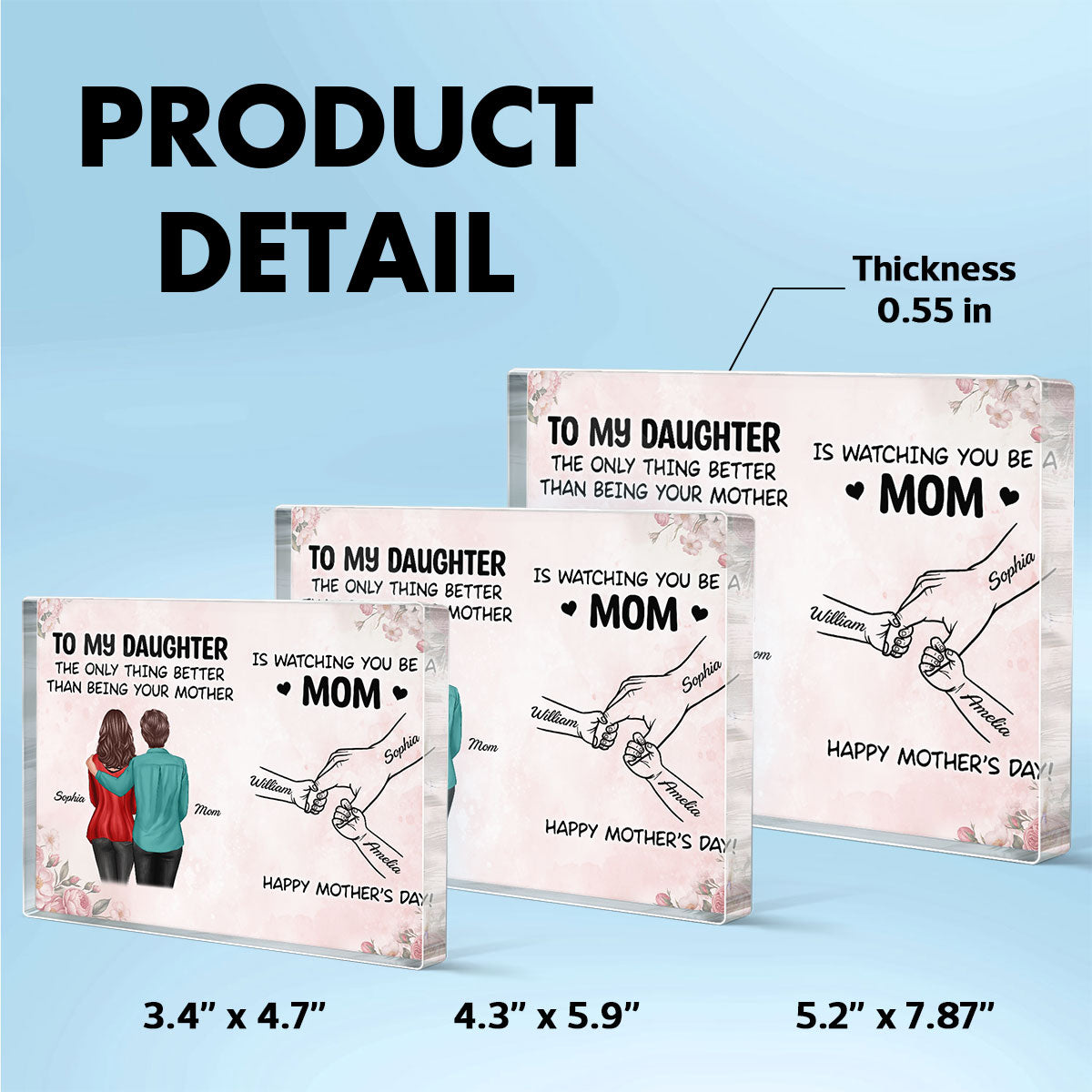 From Mom To Daughter Watching You Be A Mom - Personalized Acrylic Block Plaque - Mother's Day Gift For Daughter