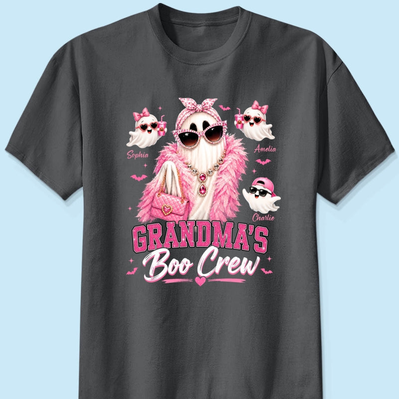 Grandma's Boo Crew Glam Ghost - Personalized Shirt - Halloween Gift for Grandma, Summerween