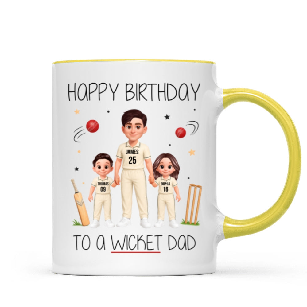 Happy Father's Day To A Wicket Dad - Personalized Mug - Father's Day Gift For Cricket Dad