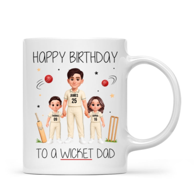 Happy Father's Day To A Wicket Dad - Personalized Mug - Father's Day Gift For Cricket Dad
