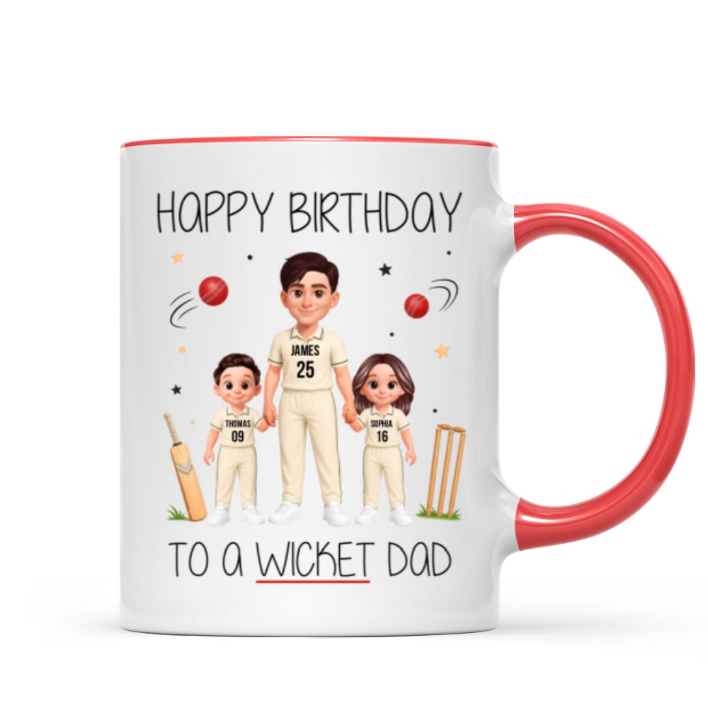 Happy Father's Day To A Wicket Dad - Personalized Mug - Father's Day Gift For Cricket Dad