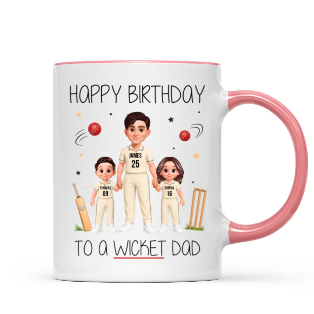 Happy Father's Day To A Wicket Dad - Personalized Mug - Father's Day Gift For Cricket Dad