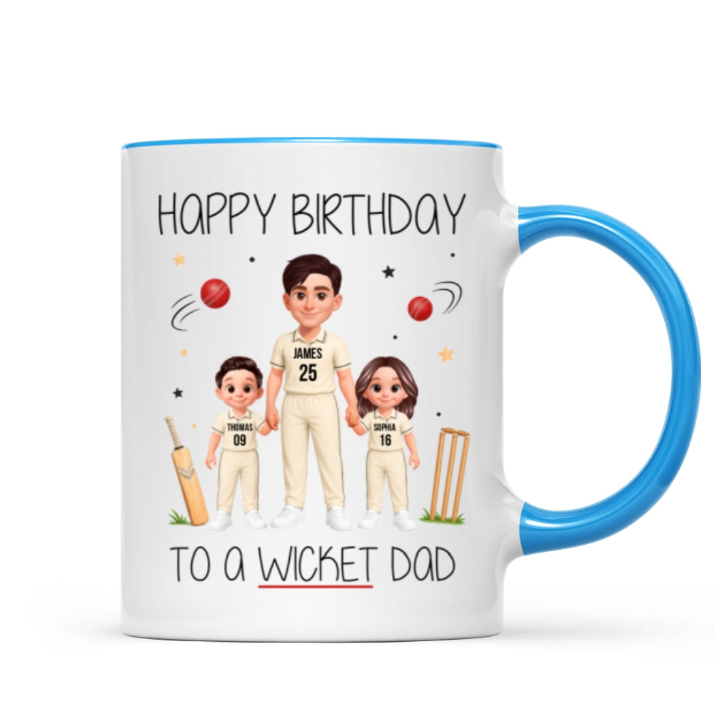 Happy Father's Day To A Wicket Dad - Personalized Mug - Father's Day Gift For Cricket Dad