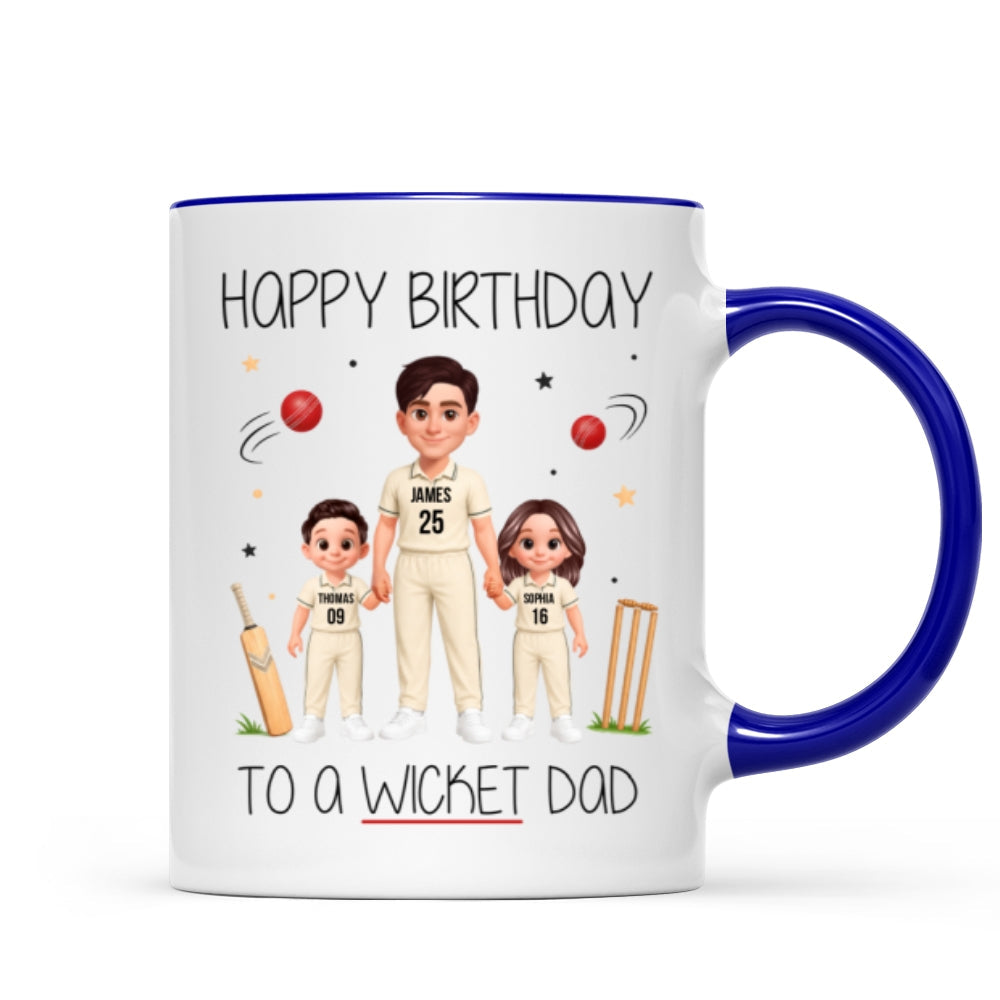 Happy Father's Day To A Wicket Dad - Personalized Mug - Father's Day Gift For Cricket Dad