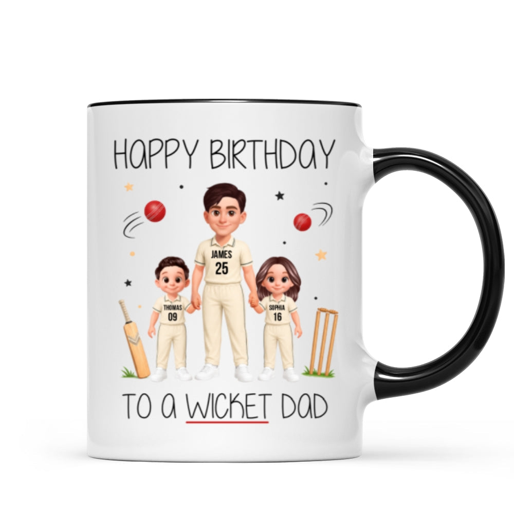 Happy Father's Day To A Wicket Dad - Personalized Mug - Father's Day Gift For Cricket Dad
