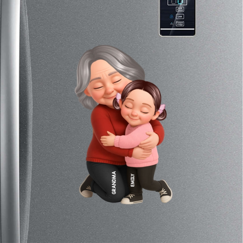 Grandma Grandkids Hugging - Personalized Acrylic Fridge Magnet - Mother's Day Gift For Grandma, Mom