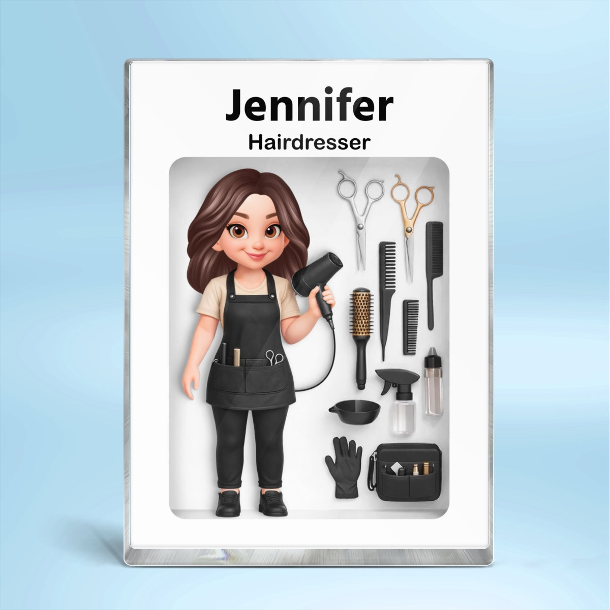 Hairdresser 3D Action Figure - Personalized Acrylic Block Plaque - Gift for Hairdressers
