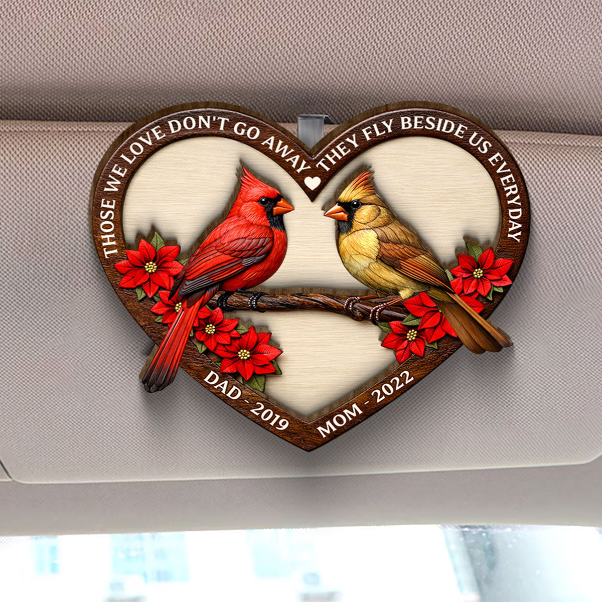 I Am Always With You Memorial Cardinal - Personalized Car Visor Clip - Heartfelt Remembrance Keepsake for Loved Ones