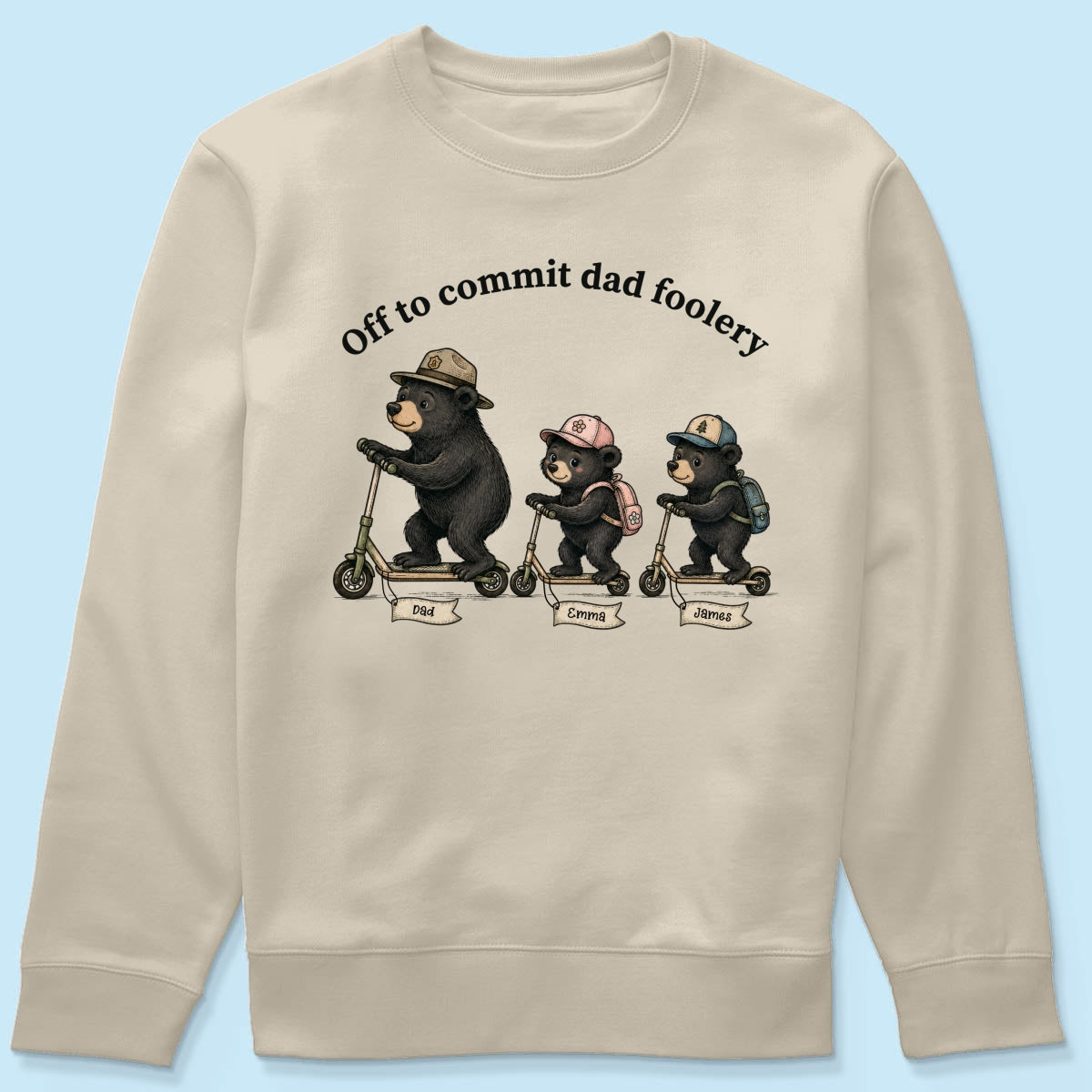 Off To Commit Dad Foolery Bear Dad & Kids - Personalized Shirt - Funny Father's Day Shirt For Husband
