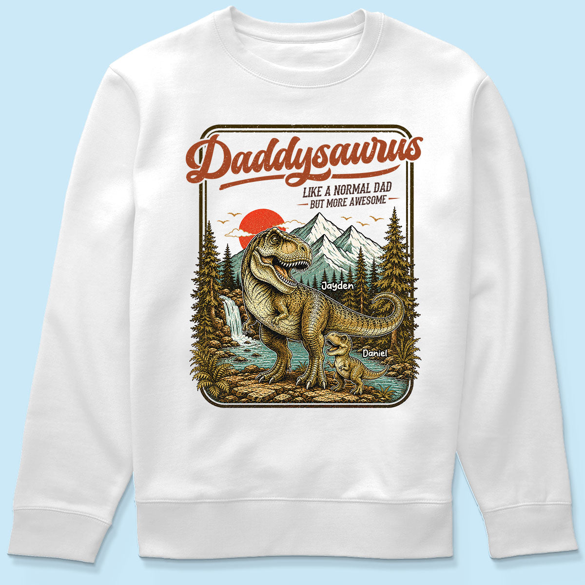 Retro Vintage Daddysaurus - Personalized Shirt - Funny Father's Day Gift For Dad, Husband