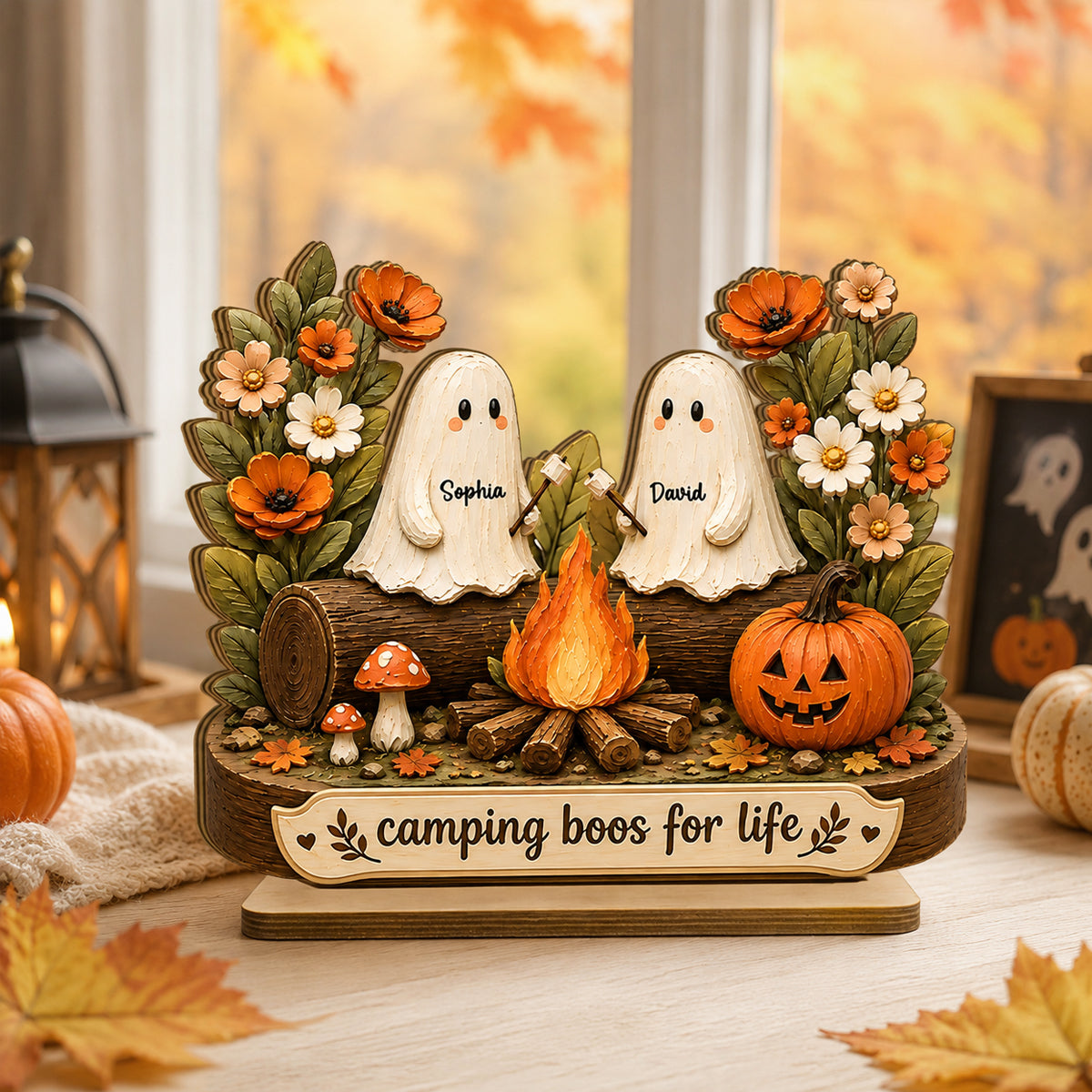 Camping Boos For Life - Personalized 2-Layered Wooden Plaque - Halloween Decor Gift, Gift For Couple