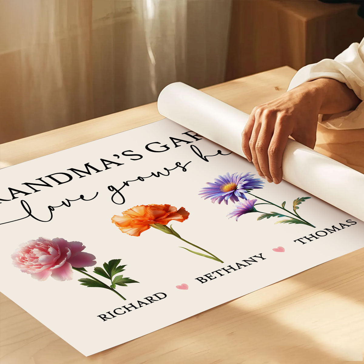Grandma's Garden Love Grows Here - Personalised Poster - Gift for Grandma