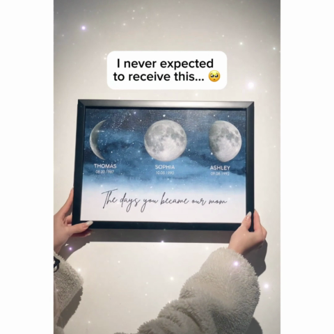 Starry Night The Day You Became MOM MUM Custom Title Nickname And Birth Moon Phase - Personalized Poster - Heartfelt Mother's Day Gift, Birthday Gift, For Mom, Wife, Grandma