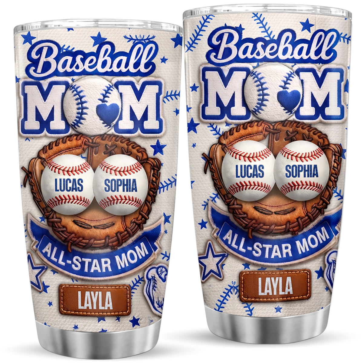 Baseball All Star Mom - Personalized Tumbler - Mother's Day Gift for Mom, Wife