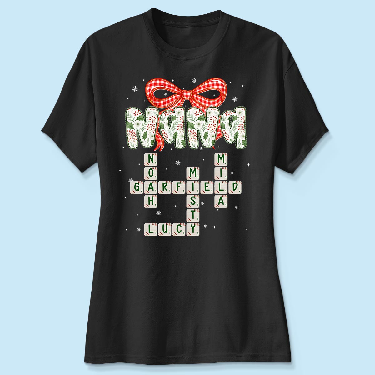 Grandma Coquette Floral Christmas Pattern Crossword Puzzle Art - Personalized Shirt