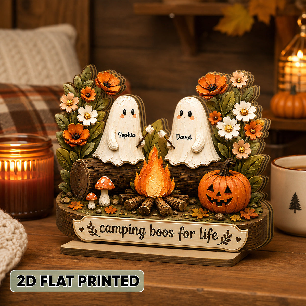 Camping Boos For Life - Personalized 2-Layered Wooden Plaque - Halloween Decor Gift, Gift For Couple