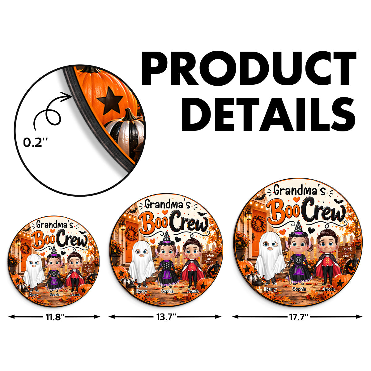 Grandma's Boo Crew - Personalized Door Sign - Halloween Decor for Grandma