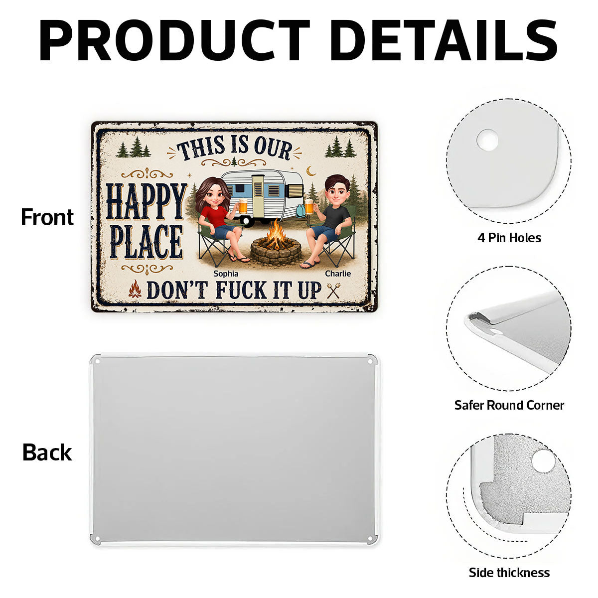 This Is Our Happy Place Camping Couple - Personalized Metal Sign - Funny Sarcasm Decoration For Campsite