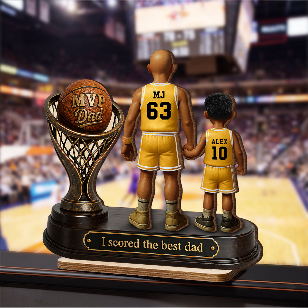 We Scored the Best Dad Basketball Trophy - Personalized 2-Layered Wooden Plaque -  Gift for Dad, Husband