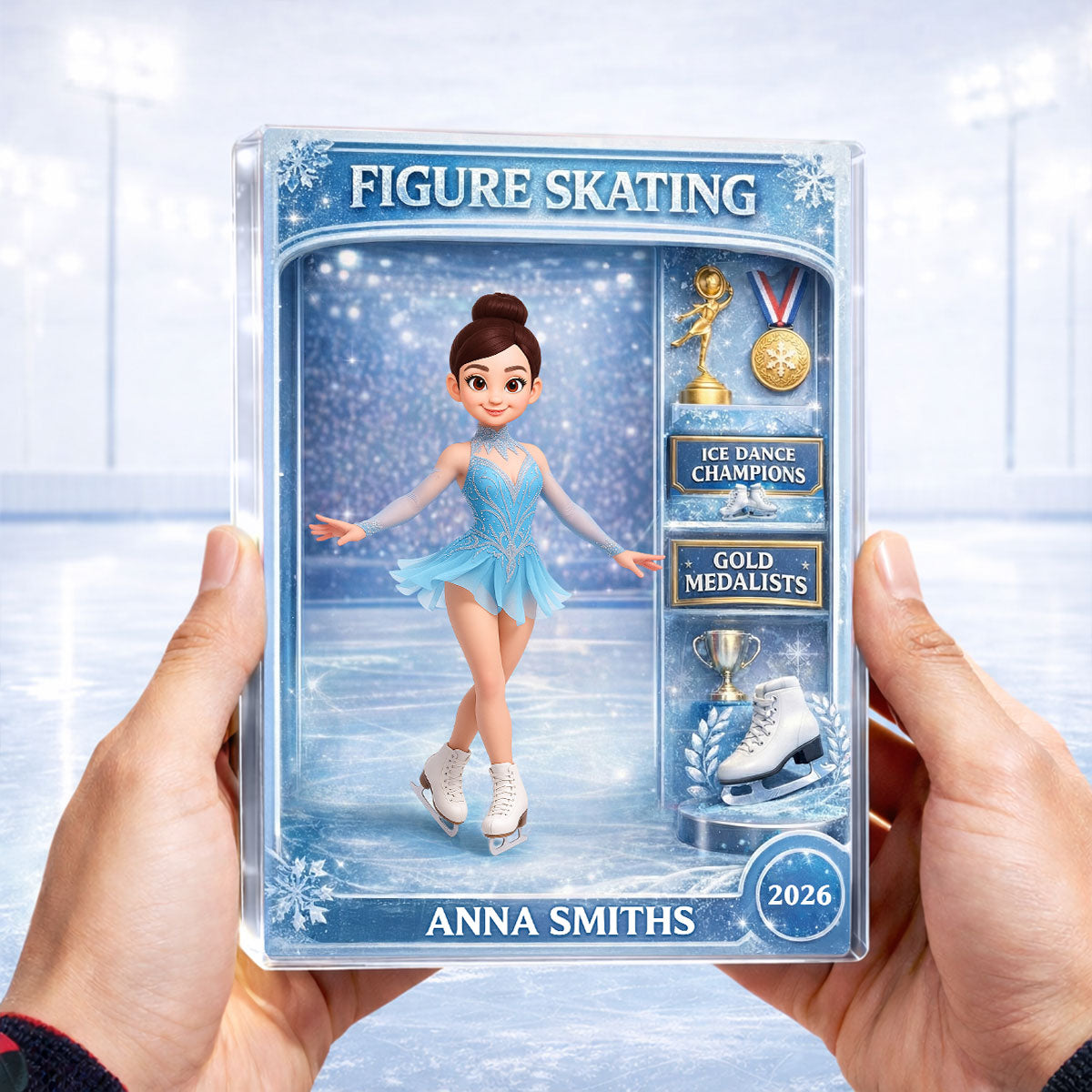 Figure Skating Woman Action Figure - Personalized Acrylic Block Plaque - Gift For Figure Skater