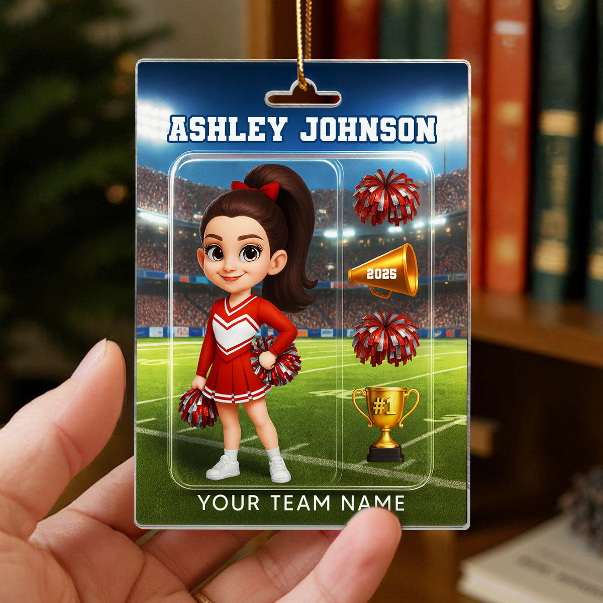 3D Effect Cheerleader Custom Figure Style - Personalized Acrylic Ornament - Christmas Gift For Cheerleaders