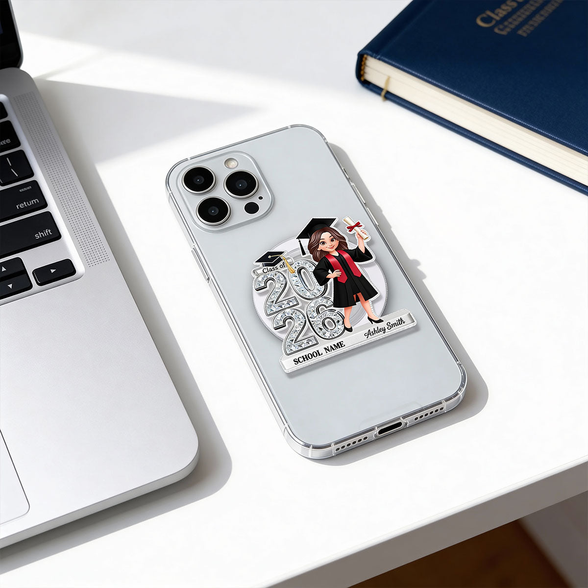 3D Shiny Effect Class Of 2026 2027 Senior - Personalized Acrylic Magnetic Phone Grip - Gift For Graduates, Daughter, Son