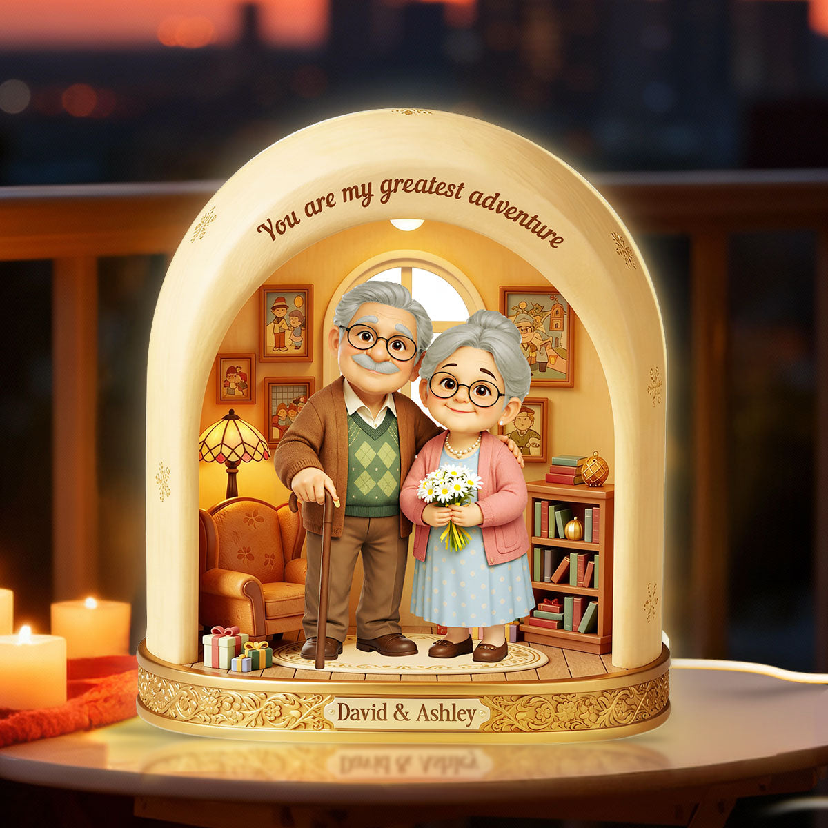 A Lifetime Adventure Old Couple - Personalized Light Box - Anniversary, Valentine's Day Gift, Gift For Him, Gift For Her