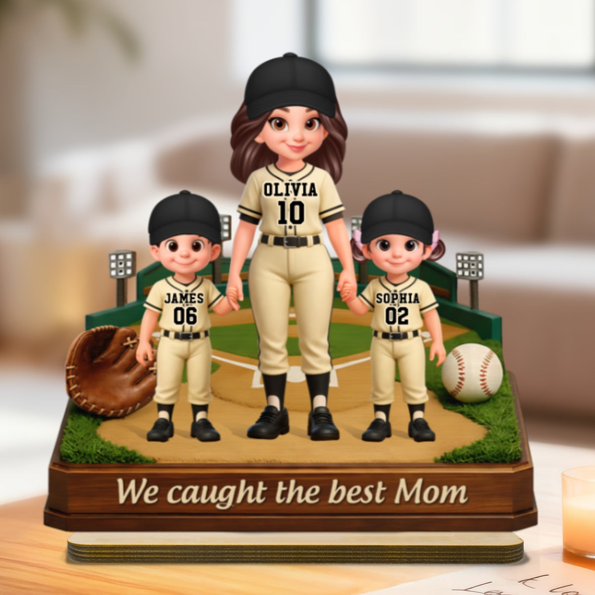 We Caught The Best Mom Baseball Field - Personalized 2-Layered Wooden Plaque - Mother's Day Gift For Baseball Mom