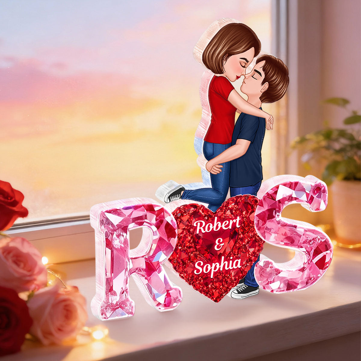 Loving Couple Initial - Personalized Acrylic Block Plaque - One of a Kind Gift for Her, Gift for Him