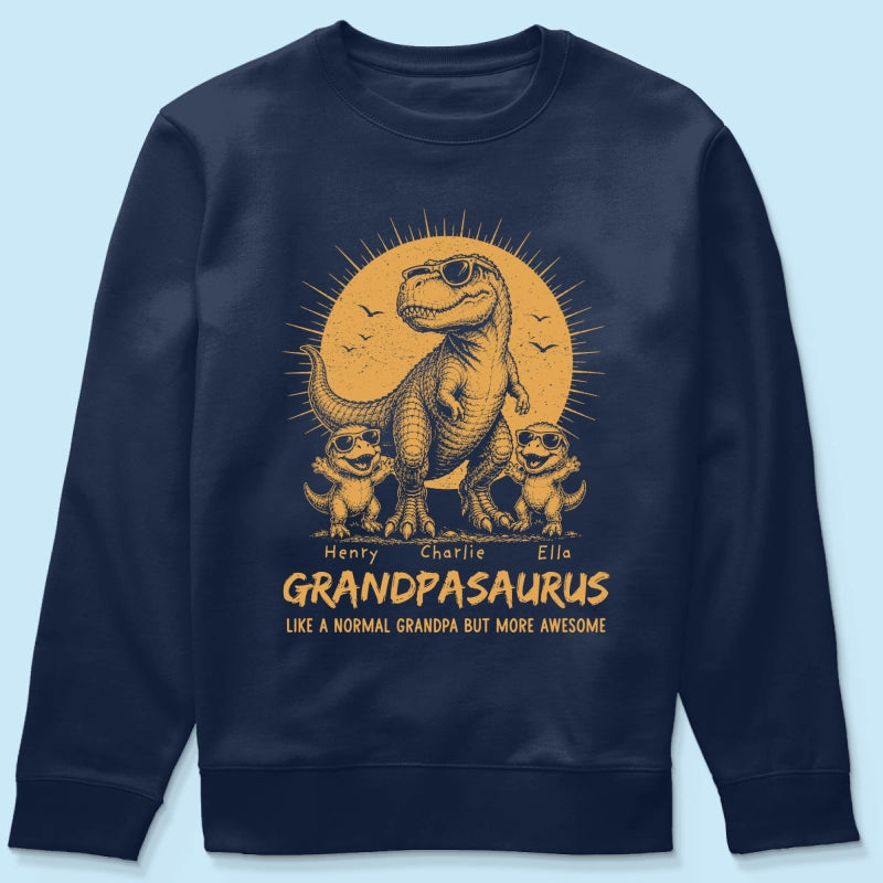 Retro Yellow Vintage Grandpasaurus - Personalized Shirt - Funny Father's Day Gift For Dad, Husband