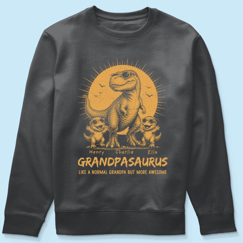 Retro Yellow Vintage Grandpasaurus - Personalized Shirt - Funny Father's Day Gift For Dad, Husband