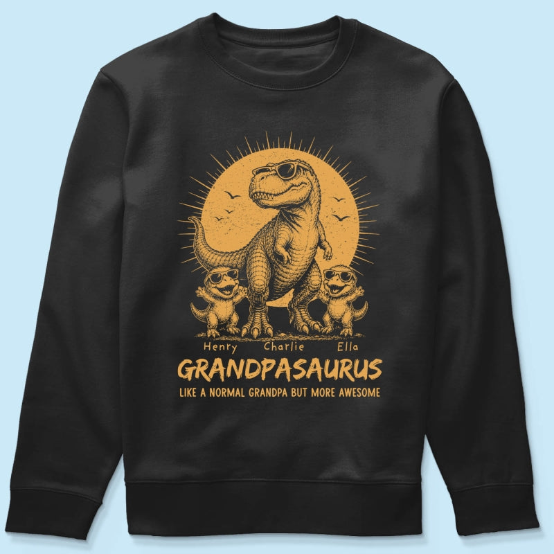 Retro Yellow Vintage Grandpasaurus - Personalized Shirt - Funny Father's Day Gift For Dad, Husband