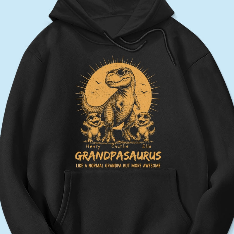 Retro Yellow Vintage Grandpasaurus - Personalized Shirt - Funny Father's Day Gift For Dad, Husband