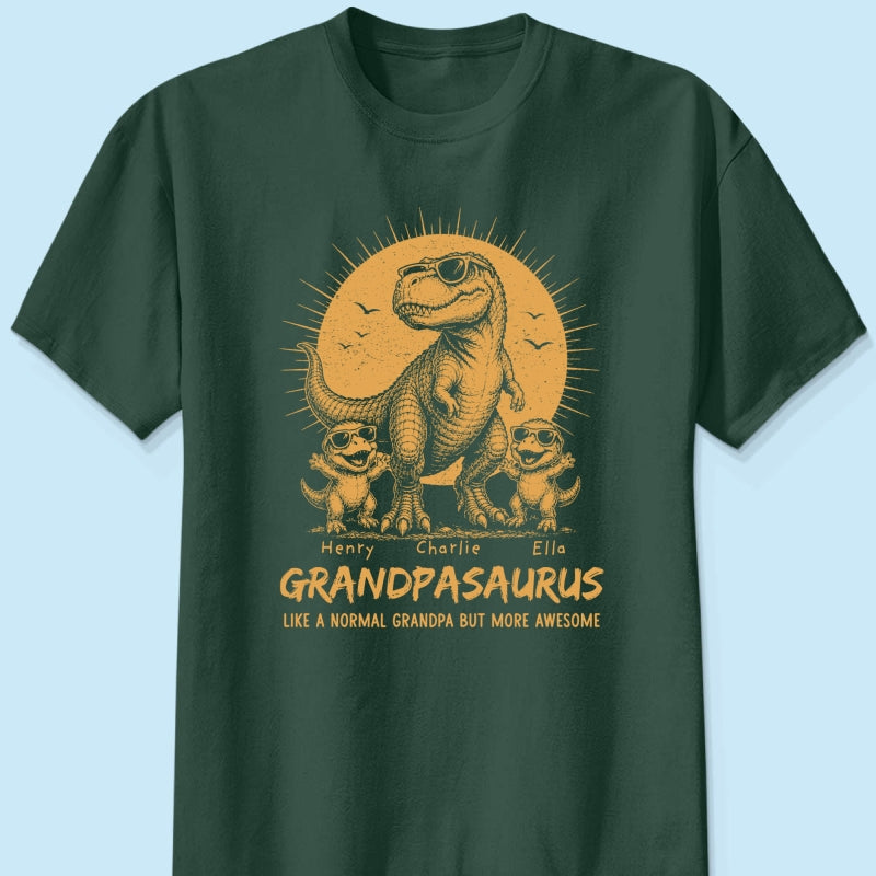 Retro Yellow Vintage Grandpasaurus - Personalized Shirt - Funny Father's Day Gift For Dad, Husband