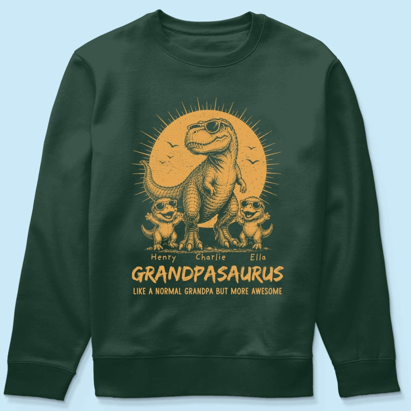 Retro Yellow Vintage Grandpasaurus - Personalized Shirt - Funny Father's Day Gift For Dad, Husband