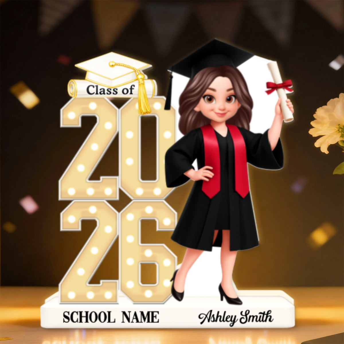 Class Of 2026 2027 Senior 2D Flat - Personalized Light Box - Graduation Gift For Graduates, Daughter, Son