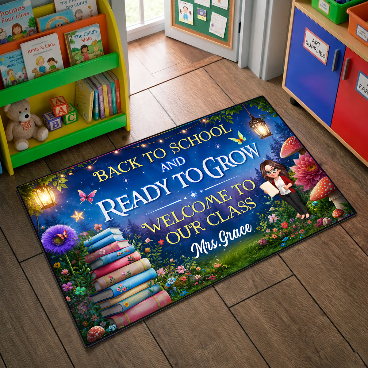 Back To School And Ready To Grow - Personalized Doormat - Back To School Gift For Teacher, Classroom Decor