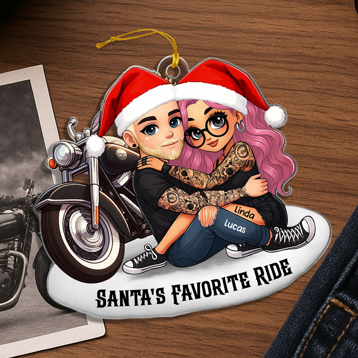 Bikers Couple Riding Partners for Life - Personalized Acrylic Ornament - Gift for Him, Gift for Her