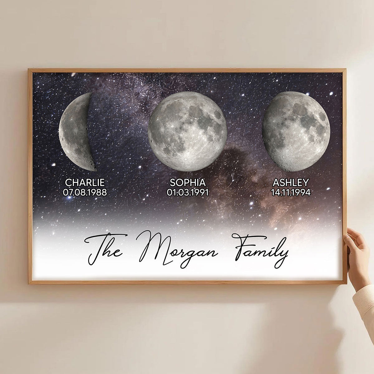 Starry Night Family Love Custom Birth Moon Phase - Personalized Poster - Gift For Mom, Dad
