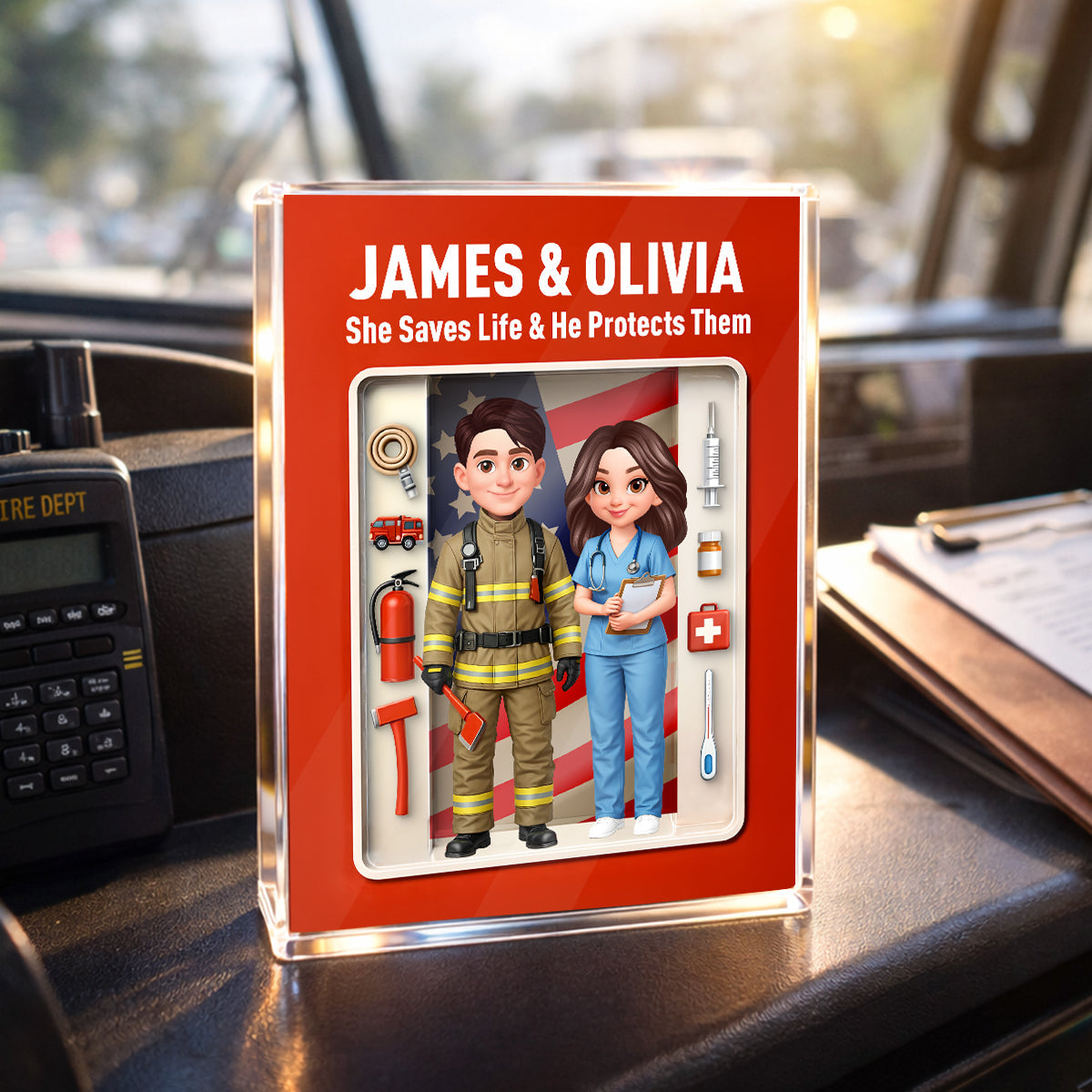 Couple Occupation 3D Action Figure - Personalized Acrylic Block Plaque - Heartfelt Gift for Him, for Her