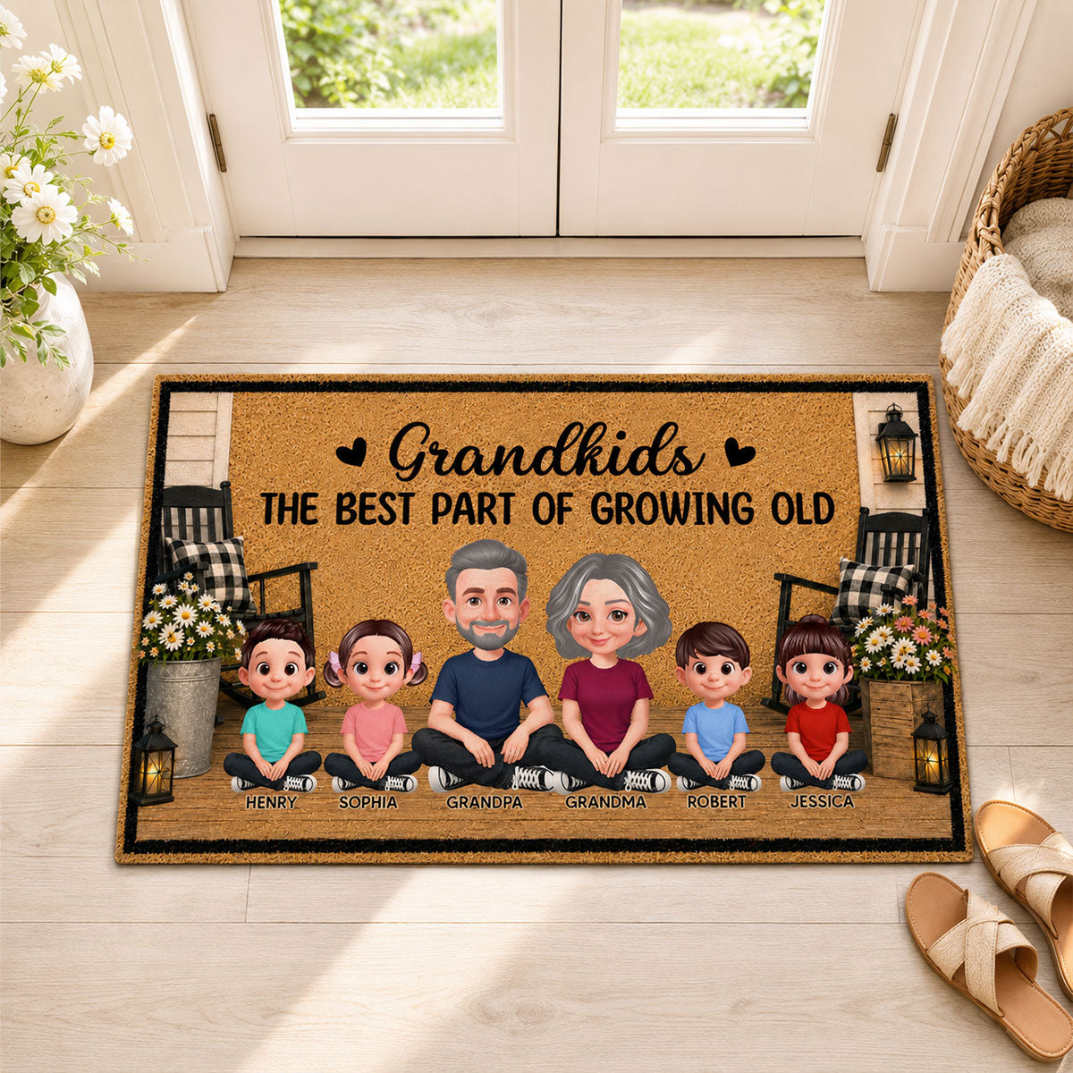 Grandpa Grandma House Porch Grandkids Best Part Of Growing Old - Personalized Doormat - Gift For Grandparents, Spring Summer Decoration