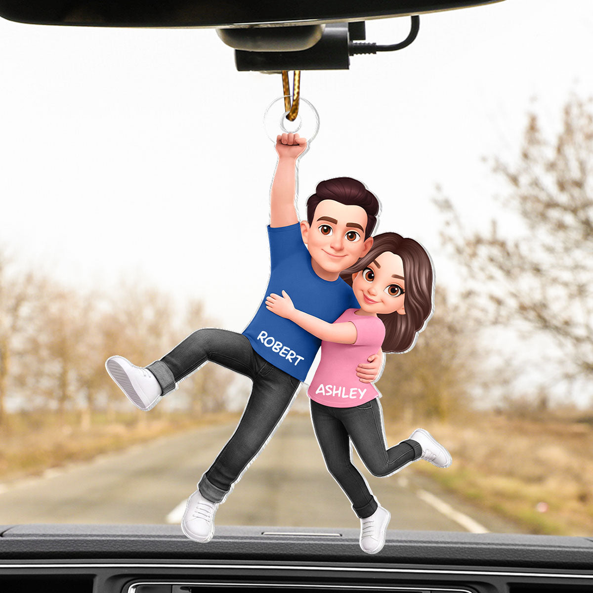 Flying Couple - Personalized Car Hanger - Gift for Couple, for Him, for Her