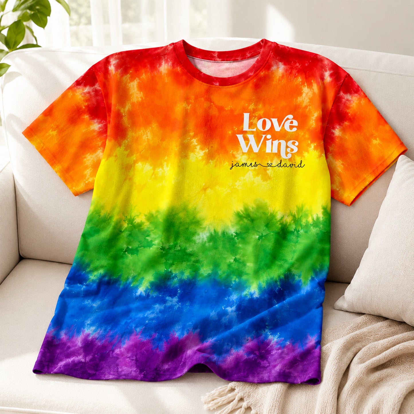 Love Wins Rainbow Tie Dye Pride Theme - Personalized Shirt - Pride Month Keepsake