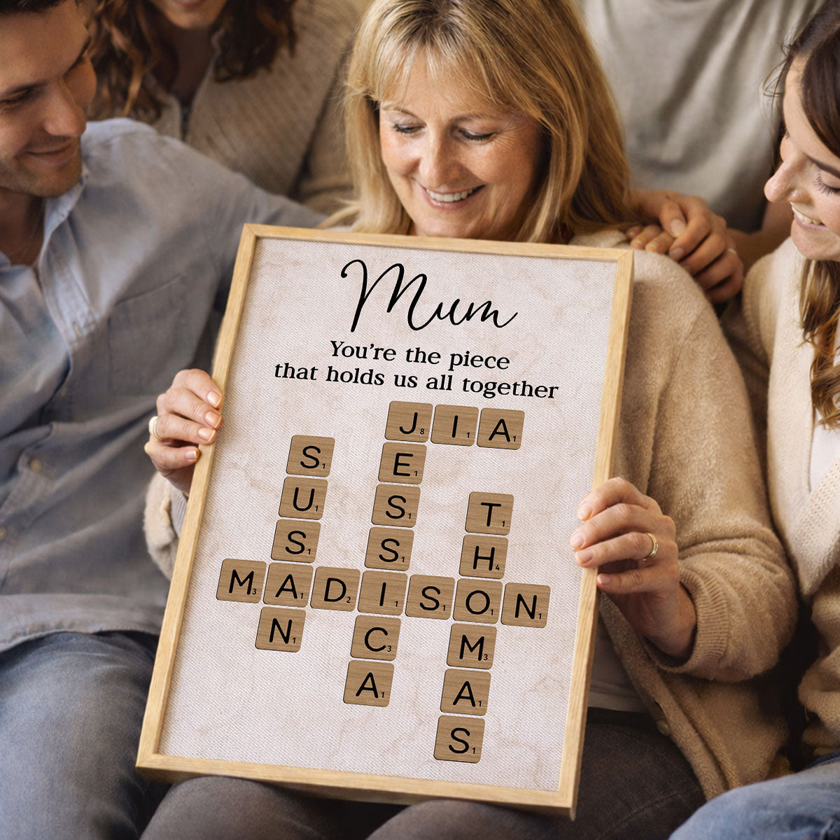 Mum You're The Piece That Holds Us All Together Crossword Art - Personalised Poster - Mother's Day Gift for Mum